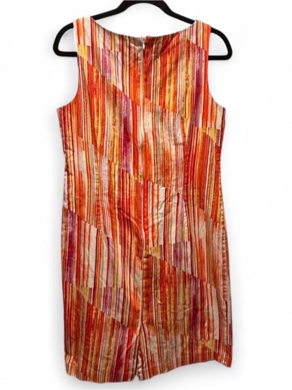 Chetta B Striped Orange-Pink Sleeveless Midi Sheath - Picture 6 of 6
